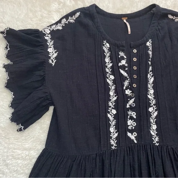 Free People Santiago black white embroidered endless summer mini dress - Picture 5 of 10